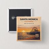 Santa Monica Route 66 California Strand Geschenk Button (Vorne & Hinten)