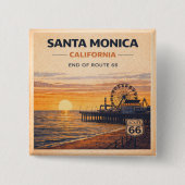 Santa Monica Route 66 California Strand Geschenk Button (Vorderseite)