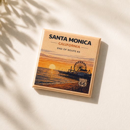 Santa Monica Route 66 California Strand Geschenk Button