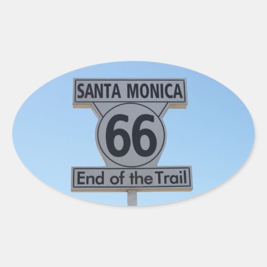Santa Monica Route 66 Ovaler Aufkleber (Vorderseite)