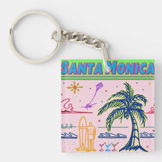 "Santa Monica" Surfer Beach Schlüsselanhänger (Vorderseite)