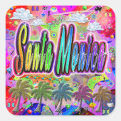 Santa Monica Vista Express Quadratischer Aufkleber (Vorderseite)