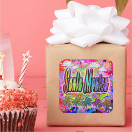 Santa Monica Vista Express Quadratischer Aufkleber