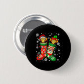 Santa Monkey Animal In Christmas Socks Men Women Button (Vorne & Hinten)