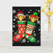 Santa Monkey Animal In Christmas Socks Men Women  Karte (Gelbe Blume)