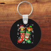 Santa Monkey Animal In Christmas Socks Men Women Schlüsselanhänger (Vorderseite)