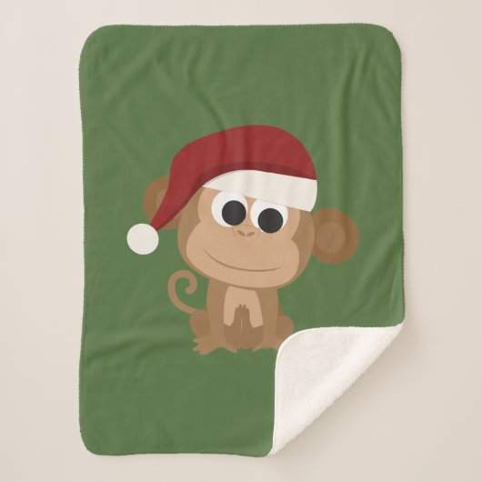 Santa Monkey Fleece Blanket Sherpadecke (Vorderseite)