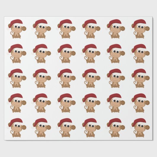 Santa Monkey Geschenkpapier (Flach)