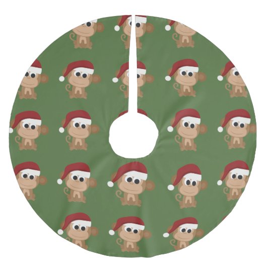Santa Monkey Polyester Weihnachtsbaumdecke (Vorderseite)