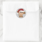 Santa Monkey Runder Aufkleber (Tasche)