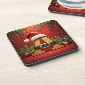 Santa Monogramm A für Weihnachtsgeschenke Getränkeuntersetzer (Linke Seite)
