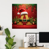 Santa-Monogramm A für Weihnachtsgeschenke Poster (Heimbüro)
