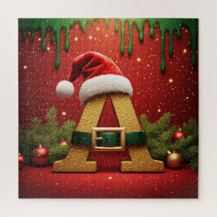 Santa Monogramm A für Weihnachtsgeschenke Puzzle