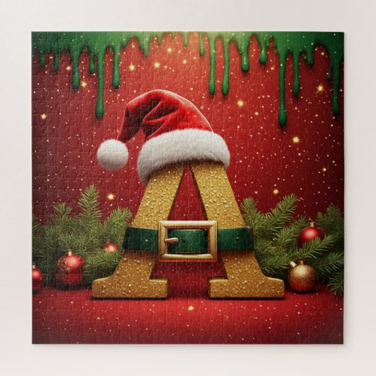 Santa Monogramm A für Weihnachtsgeschenke Puzzle (Vertikal)