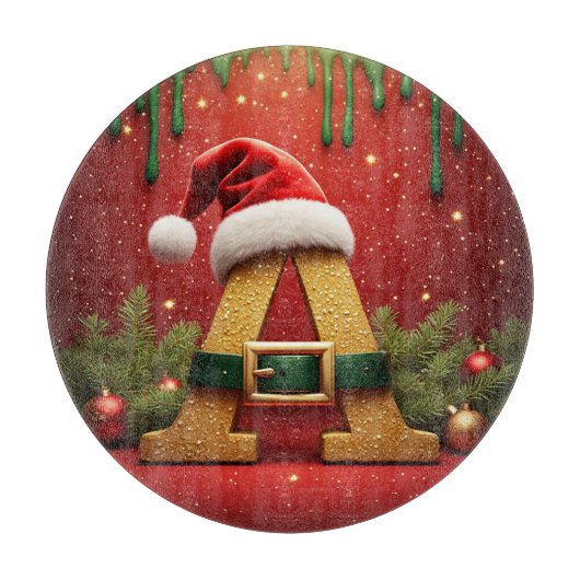 Santa Monogramm A für Weihnachtsgeschenke Schneidebrett (Vorderseite)