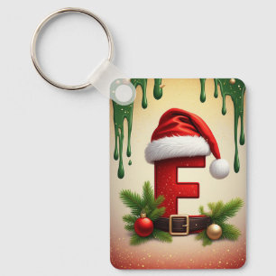Santa-Monogramm Buchstabe F mit Weihnachtsakzent � Schlüsselanhänger