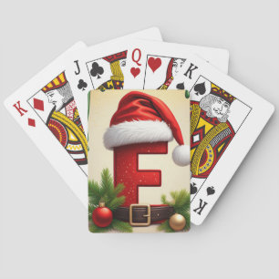 Santa Monogramm Buchstabe F mit Weihnachtsakzent � Spielkarten