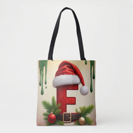 Santa-Monogramm Buchstabe F mit Weihnachtsakzent � Tasche (Vorderseite)