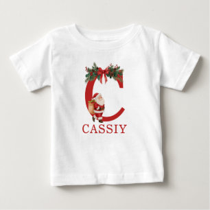 Santa Monogramm und Name Familie passend Baby T-shirt