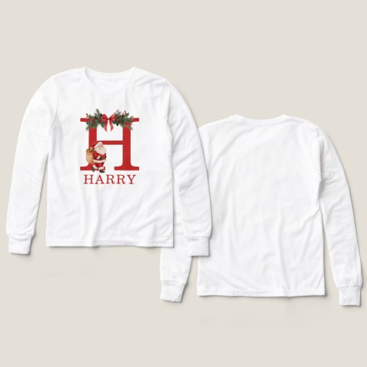 Santa Monogrammed and Name Family Matching (Design Vorderseite & Rückseite)