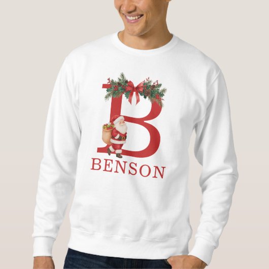 Santa Monogrammed and Name Family Matching Sweatshirt (Vorderseite)