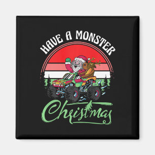 Santa Monster Lover Xmas Boys Monster Truck Magnet
