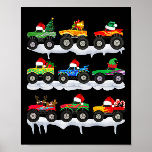 Santa Monster Truck Weihnachts-Squad Group Boys Ki Poster