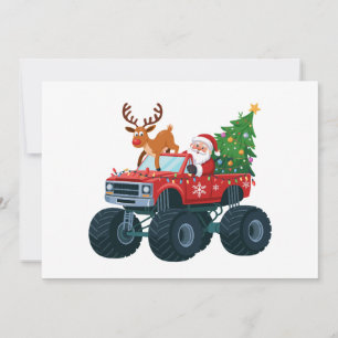 Santa-Monstertruck-Rentier-Weihnachtsbaum Xmas Feiertagskarte