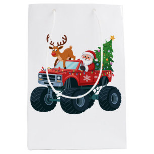 Santa-Monstertruck-Rentier-Weihnachtsbaum Xmas Mittlere Geschenktüte