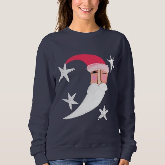 Santa Moon Abstrakte Weihnachtskunst zu tragen Sweatshirt (Vorderseite)