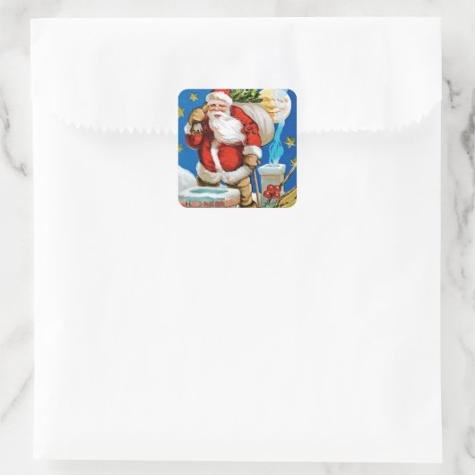 Santa Moon Quadratischer Aufkleber (Tasche)