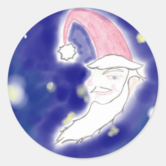 Santa Moon Weihnachts-Sticker Runder Aufkleber (Vorderseite)