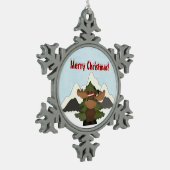 Santa Moose Mountain Snoflake Weihnachtsschmuck Schneeflocken Zinn-Ornament (Links)
