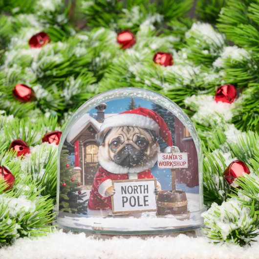 Santa Mops am Nordpol oder Ihr Haustier Hund Fotos Schneekugeln (Weihnachten)