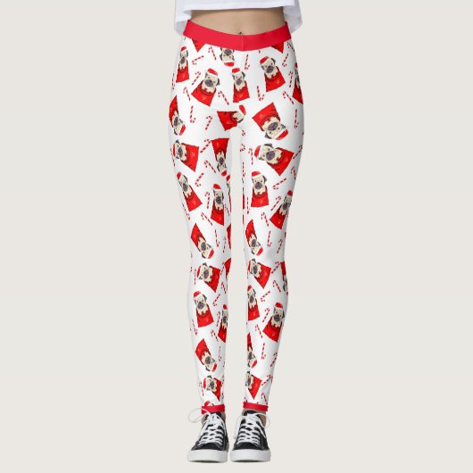 Santa Mops & Candy Canes Leggings (Vorderseite)