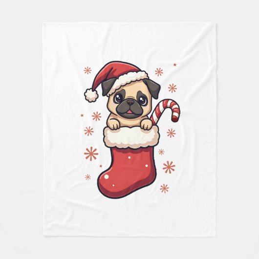 Santa Mops Delight Fleecedecke (Vorderseite)