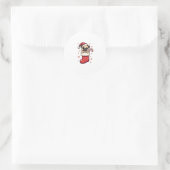 Santa Mops Delight Runder Aufkleber (Tasche)