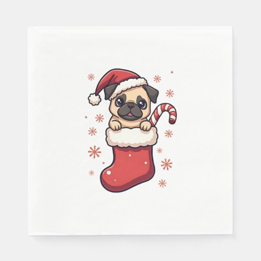 Santa Mops Delight Serviette (Vorderseite)