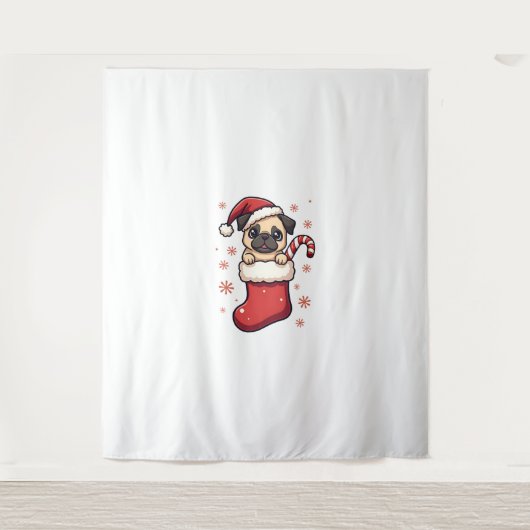 Santa Mops Delight Wandteppich (Vorderseite)