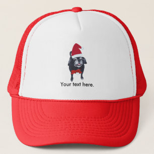 Santa Mops Dog Red Bow Ihr Text Weihnachtshütten Truckerkappe