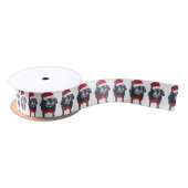 Santa Mops Dog Red Bow Weihnachtsband Satinband (Spule)
