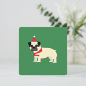 Santa Mops Einladung (Stehend Vorderseite)