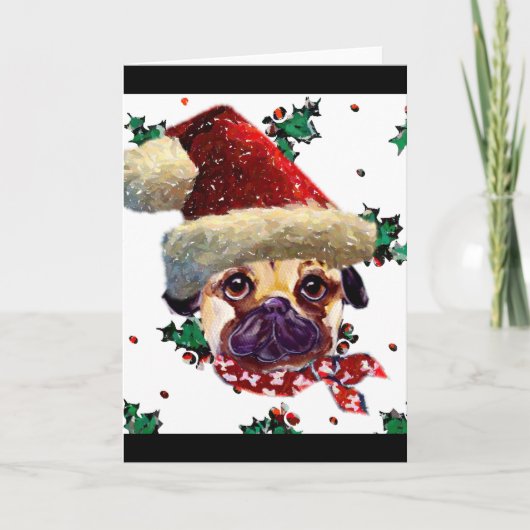 Santa Mops Feiertagskarte (Vorderseite)