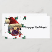 Santa Mops Feiertagskarte (Vorne/Hinten)