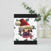 Santa Mops Feiertagspostkarte (Stehend Vorderseite)