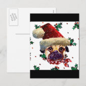 Santa Mops Feiertagspostkarte (Vorne/Hinten)