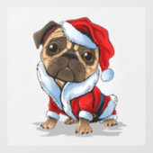Santa Mops Fensteraufkleber (Blatt)