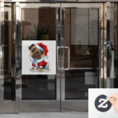 Santa Mops Fensteraufkleber (Büro Tür)