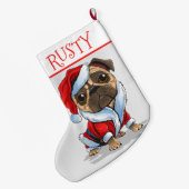 Santa Mops Grosser Strumpf Großer Weihnachtsstrumpf (Rückseite (Hängend))