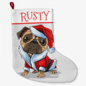 Santa Mops Grosser Strumpf Großer Weihnachtsstrumpf (Vorderseite)